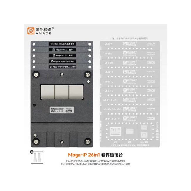 Amaoe Mbga-IP 26-in-1 CPU / Hard Disk / WiFi / Baseband BGA Reballing Platform for iPhone 7-15Pro Max