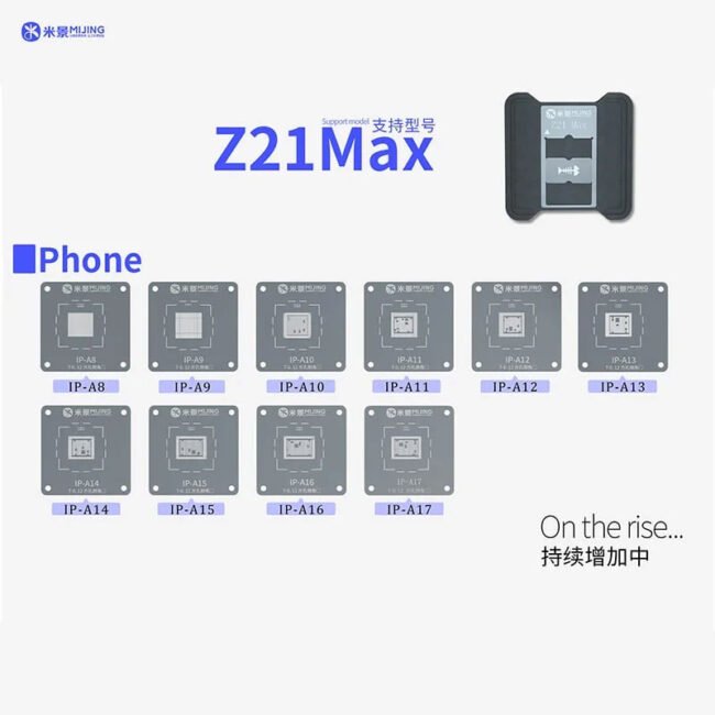 Mijing Z21 Max CPU Reballing Stencil Platform with BGA Reballing Stencil for iPhone A8/A9/A10/A11/A12/A13/A14/A15/A16/A17